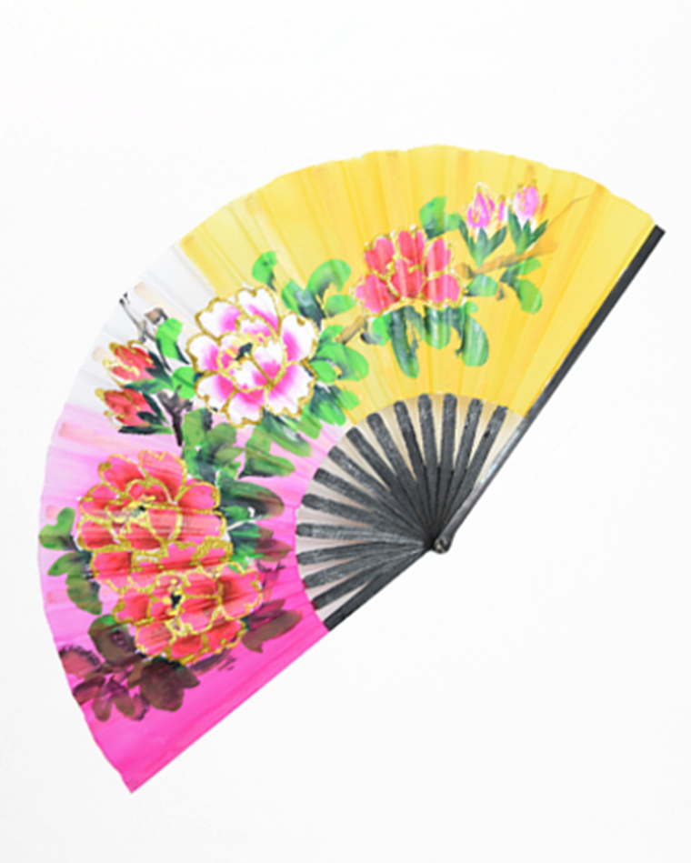グラデーション牡丹負債-ピンク/黄色い [Gradation Wood Fan-Pink/Yellow] Korea