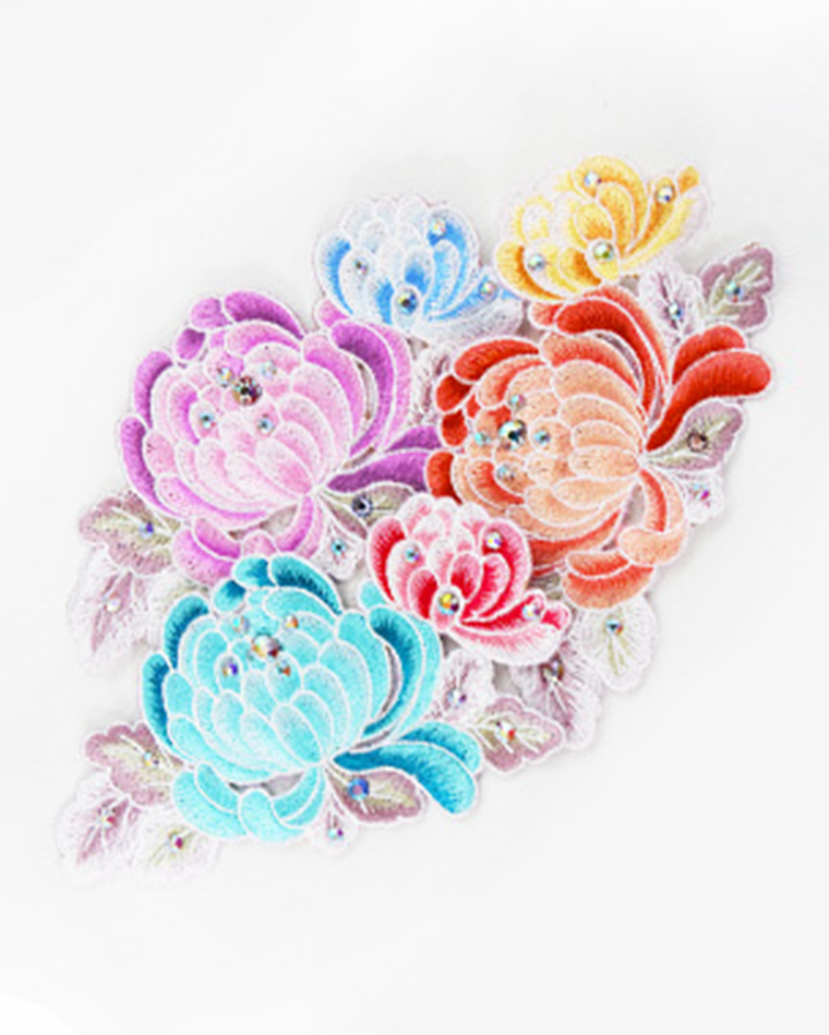 王菊の花刺繍パッチ(3 colors) [King Chrysanthemum Flower Embroidery Patch (3 colors)] Korea