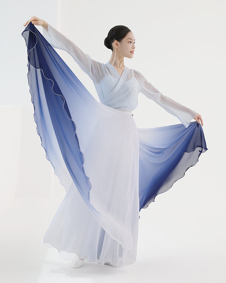 [ホワイト/サッシ]グラデーションフルスカート・[Gradation Full Skirt-5colors] Korea
